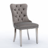 Nikki - Modern, High-End Tufted Solid Wood Contemporary Velvet Upholstered Dining Chair With Chrome Stainless Steel Plating Legs, Nailhead Trim (Set of 2) - Chair Sets - Alpine Outlets