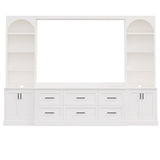 Arched Entertainment Center Wall Unit With 6 Drawers, Large TV Stand With Bookshelves