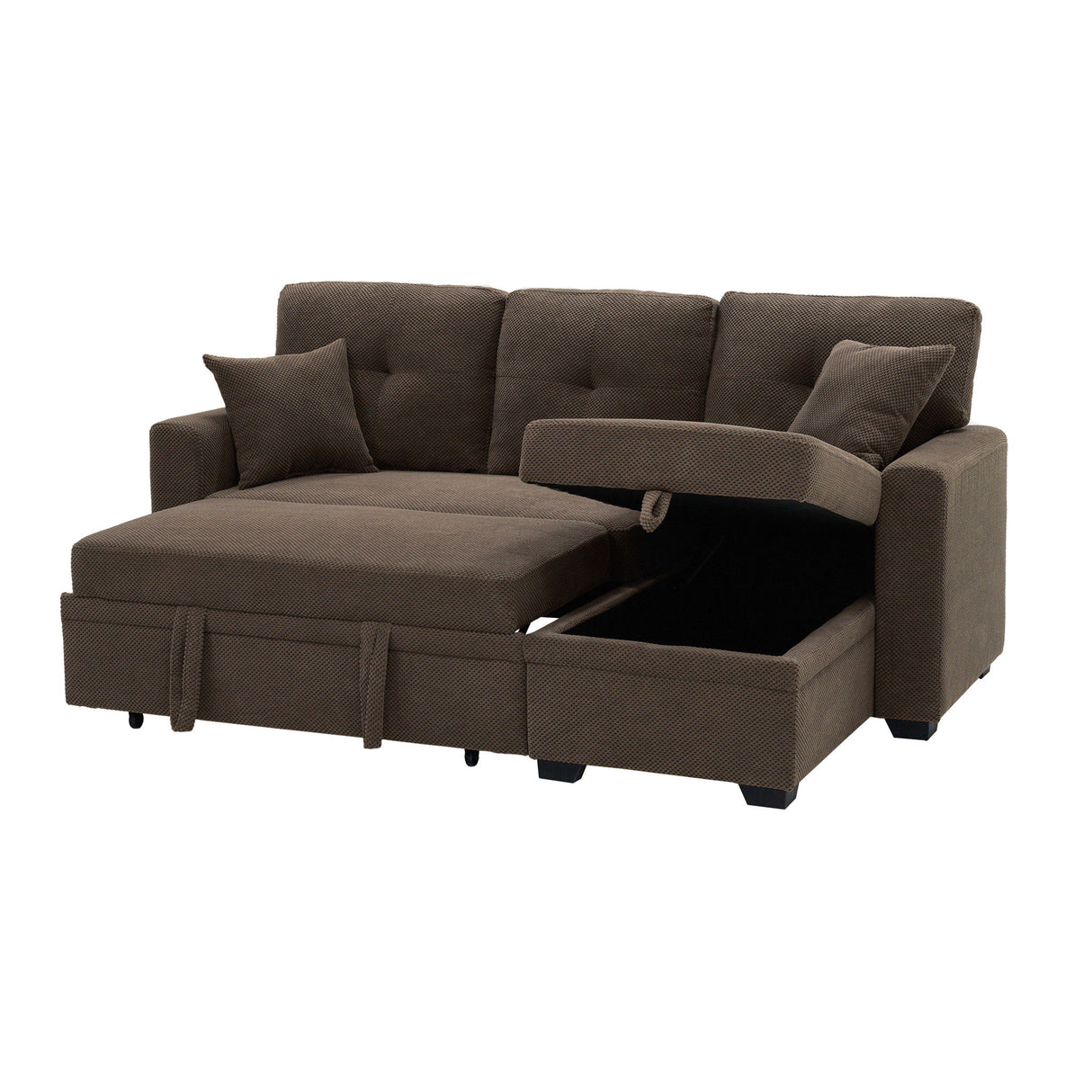 Sleeper Sectional With Pull Out Bed, Reversible Chaise