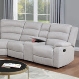 Manual Motion Reclining Loveseat 3 Piece Sectional Set With Console Storage And Cup Holders