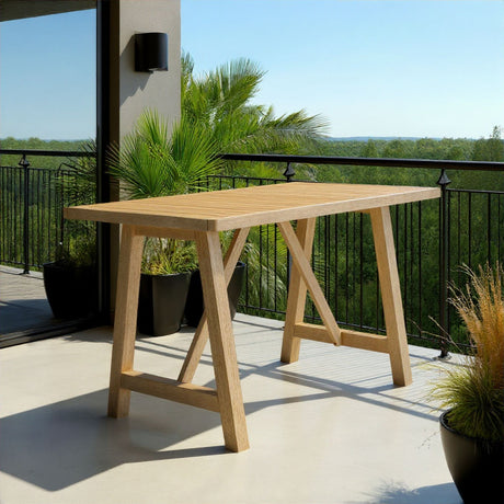 Delfina - 63" Rectangular Outdoor Dining Table, Seats 4 - Natural Eucalyptus