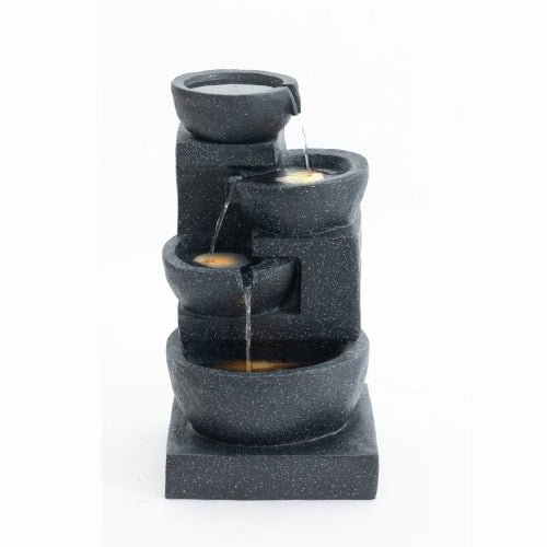 29 - Inch Terrazzo Style 4 - Tier LED Cascading Water Fountain - 🟢 Outdoor Decor available at Alpine Outlets in Denver