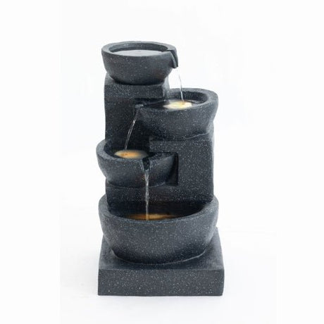 29 - Inch Terrazzo Style 4 - Tier LED Cascading Water Fountain - 🟢 Outdoor Decor available at Alpine Outlets in Denver