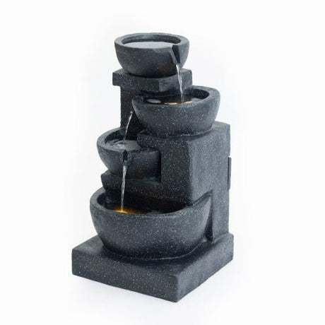 29 - Inch Terrazzo Style 4 - Tier LED Cascading Water Fountain - 🟢 Outdoor Decor available at Alpine Outlets in Denver