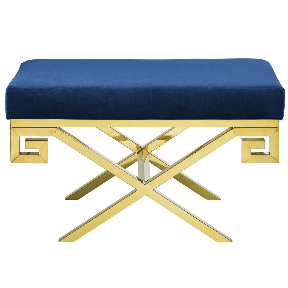 29 Inch Whimsical Greek Key Performance Velvet Bench - Benches available at Alpine Outlets in Denver