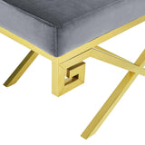 29 Inch Whimsical Greek Key Performance Velvet Bench - Benches available at Alpine Outlets in Denver