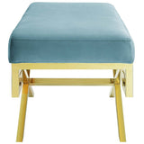 29 Inch Whimsical Greek Key Performance Velvet Bench - Benches available at Alpine Outlets in Denver