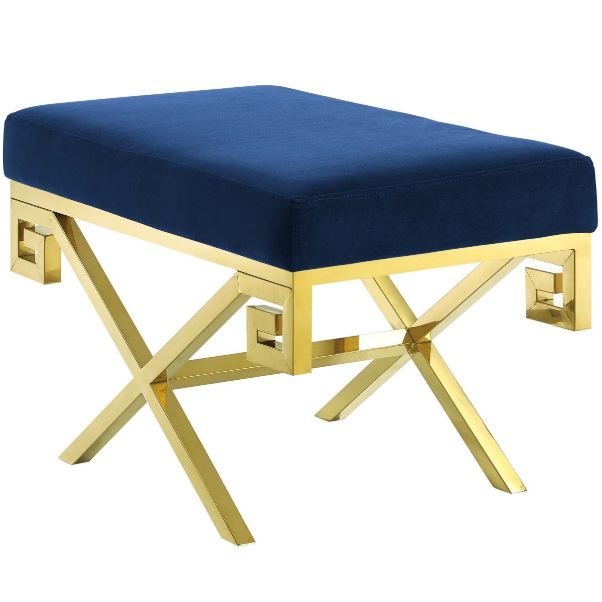 29 Inch Whimsical Greek Key Performance Velvet Bench - Benches available at Alpine Outlets in Denver