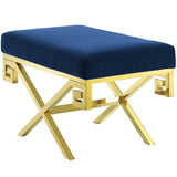 29 Inch Whimsical Greek Key Performance Velvet Bench - Benches available at Alpine Outlets in Denver