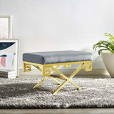 29 Inch Whimsical Greek Key Performance Velvet Bench - Benches available at Alpine Outlets in Denver