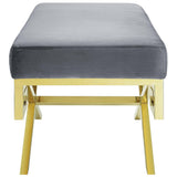 29 Inch Whimsical Greek Key Performance Velvet Bench - Benches available at Alpine Outlets in Denver