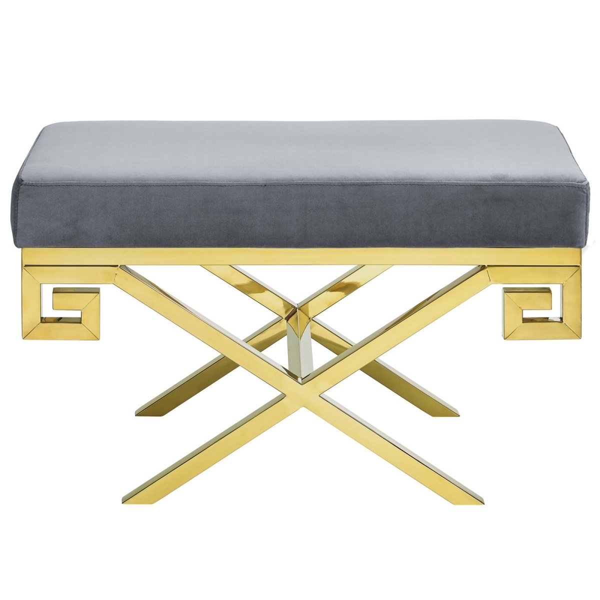 29 Inch Whimsical Greek Key Performance Velvet Bench - Benches available at Alpine Outlets in Denver