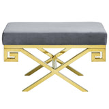 29 Inch Whimsical Greek Key Performance Velvet Bench - Benches available at Alpine Outlets in Denver