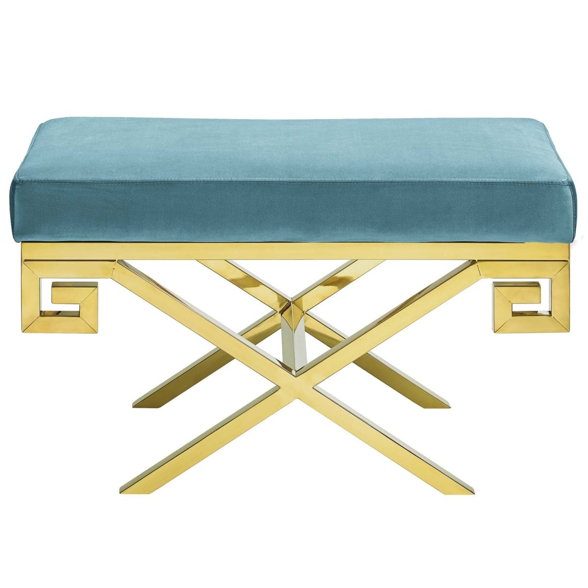 29 Inch Whimsical Greek Key Performance Velvet Bench - Benches available at Alpine Outlets in Denver
