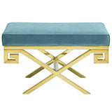 29 Inch Whimsical Greek Key Performance Velvet Bench - Benches available at Alpine Outlets in Denver