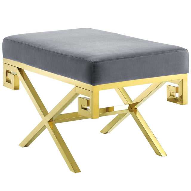 29 Inch Whimsical Greek Key Performance Velvet Bench - Benches available at Alpine Outlets in Denver