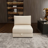 Modular Sectional Sofa With Storage, Convertible 2 Seater Sleeper Sofa - Beige