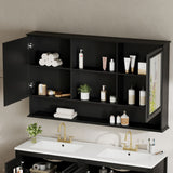 Wall Mounted Bathroom Medicine Cabinet With Double Mirrored Doors