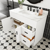Bathroom Vanity Set, Fluted Cabinet With Soft Close Doors & Drawers, 3 Faucet Holes, Sink Included - White