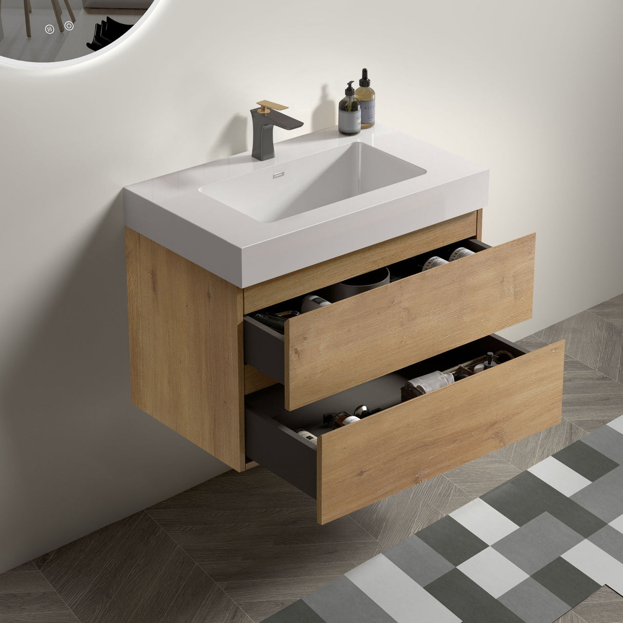 Alice - Bathroom Vanity With Sink, Large Storage Wall Mounted Floating Bathroom Vanity For Modern Bathroom