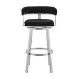Lorin - 26" Faux Leather And Brushed Stainless Steel Swivel Bar Stool - Black