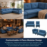 Modular L - Shaped Sectional Sofa 6 Seater 4 Piece Couch With Chaise
