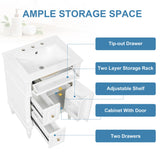 Freestanding Bathroom Vanity With Sink, Adjustable Shelf & Flip Drawer