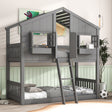 House Bunk Bed With Roof, Window, Window Box, Door, With Safety Guardrails And Ladder - Bunk Beds - Alpine Outlets
