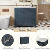 Bathroom Vanity With Sink Combo, 2 Soft Close Doors And 5 Drawers