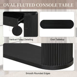 Oval Fluted Console Table With 2 Drawers And Bottom Shelf