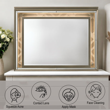 Skylar - Mirror With LED - Champagne - Mirrors - Alpine Outlets
