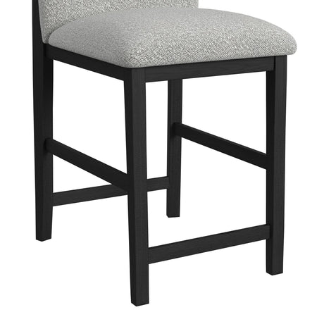 Portland - Round Back Barstool With Fabric (Set of 2) - Gray / Black