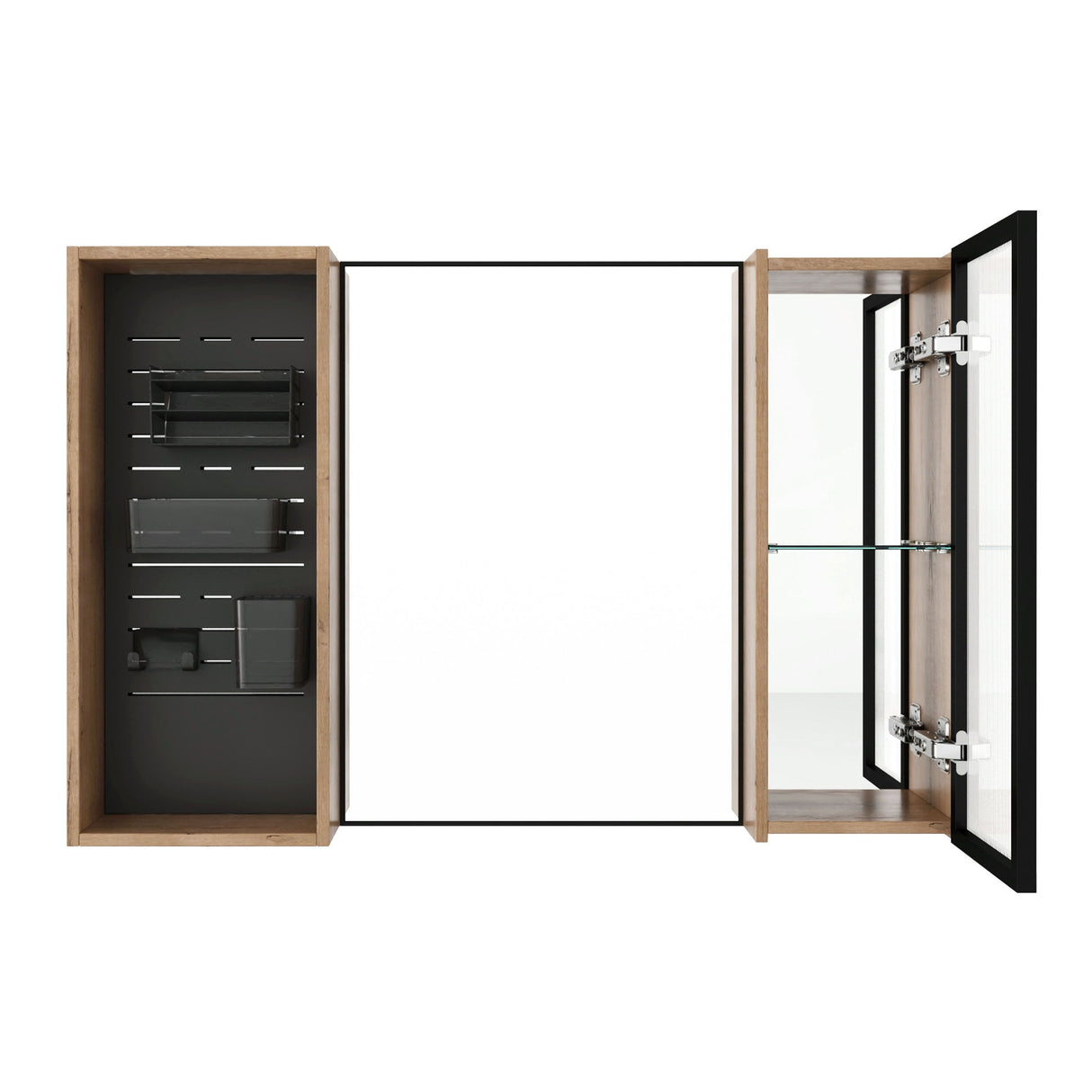 41.6" Wall Mounted Bathroom Cabinet With Adjustable Shelves Storage Cabinet - Imitative Oak