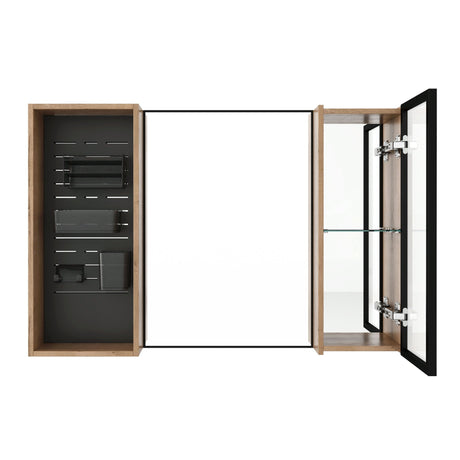 41.6" Wall Mounted Bathroom Cabinet With Adjustable Shelves Storage Cabinet - Imitative Oak