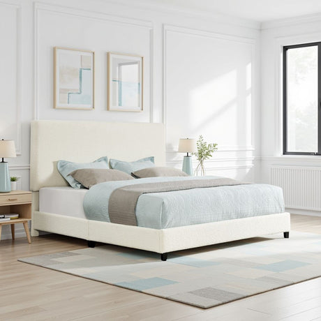 Boucle Upholstered Platform Bed - Upholstered Beds - Alpine Outlets