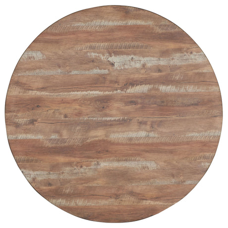 Arunda Yukon - Round Counter Height Dining Table With Pedestal Base And Built In Drawer - Oak