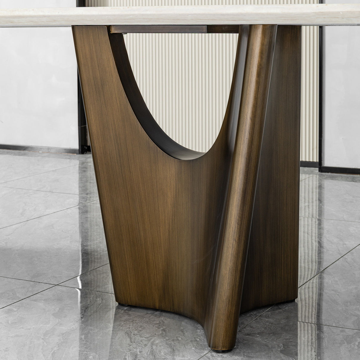 Dining Table - Beige / Bronze Golden