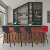 Vienna - Modern Swivel Bar Height Stool - Black Brushed Wood Frame