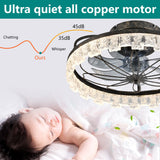 21" Caged Ceiling Fan With Remote Controlled Acrylic LED Lights - Antique Black