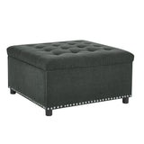 Square Tufted Storage Ottoman With Nailhead Trim