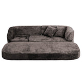 3 Seater Sofa With Built In Pet Bed Nook, Curved Design And 2 Throw Pillows