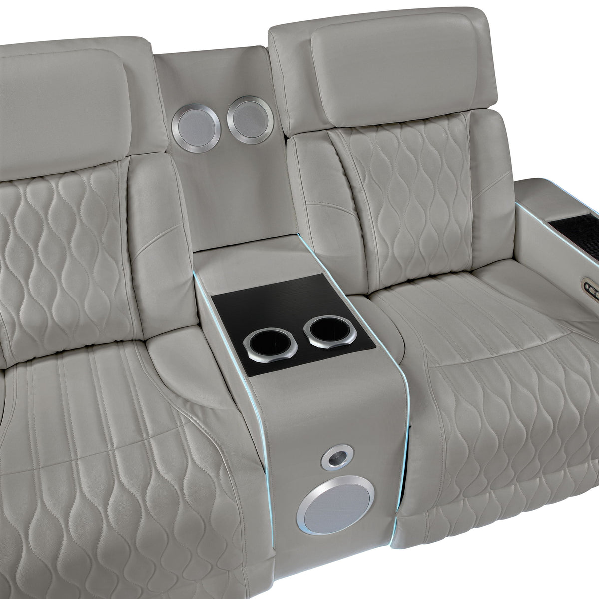 Electra - Power Reclining Loveseat With Power Headrests, Console, Speakers, Massage, LED Lighting And USB Control