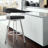 Bronson - Faux Leather And Brushed Stainless Steel Swivel Bar Stool
