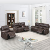 Power Reclining Loveseat With USB Port Leather Upholstered, Built In Cup Holder - Chocolate