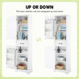 Tall Freestanding Bathroom Storage Cabinet With 2 Doors And Adjustable Shelves