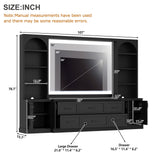 Arched Entertainment Center Wall Unit With 6 Drawers, Large TV Stand With Bookshelves
