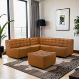Selen - Corner Sectional Sofa With Ottoman - Cognac