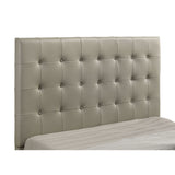 Queen Panel Platform Bed With Grid Tufted Headboard - Tan