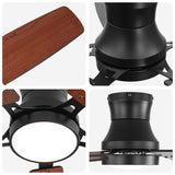 52" Flush Mount Ceiling Fan With Light, DC Motor, Remote Control, Dual Color