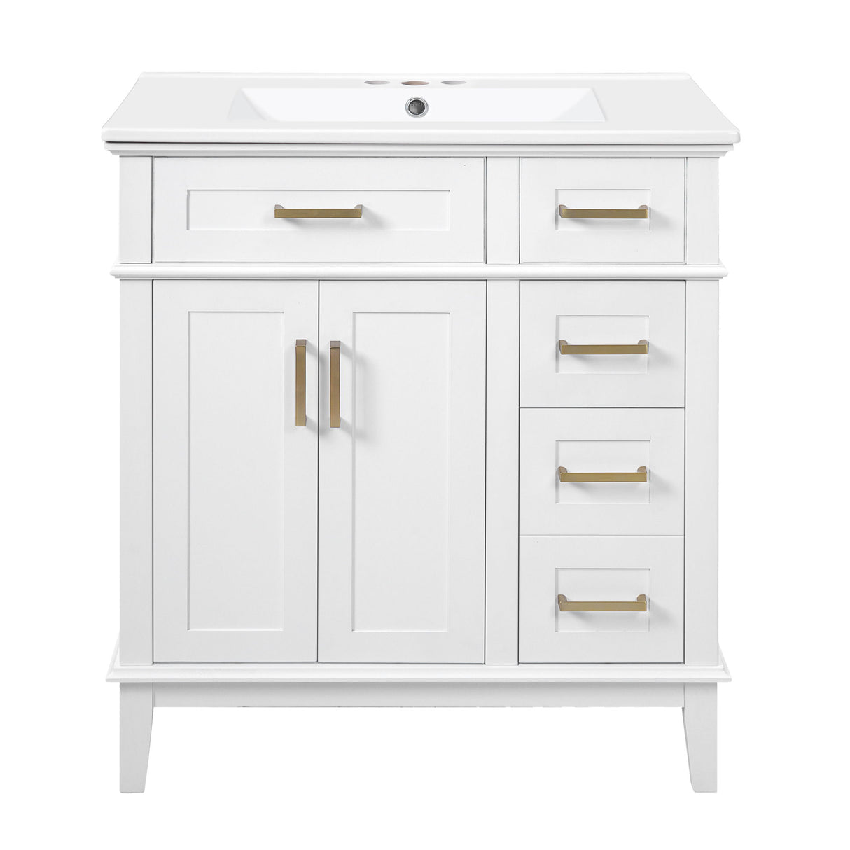 Modern Bathroom Vanity With Sink, Storage Cabinet, Soft Close Doors, Deep & Standard Drawers